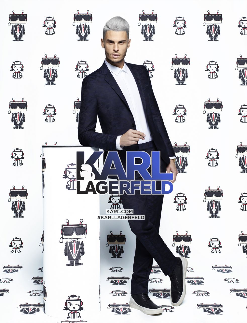 Baptiste Giabiconi Goes Grey for Karl Lagerfeld Campaign