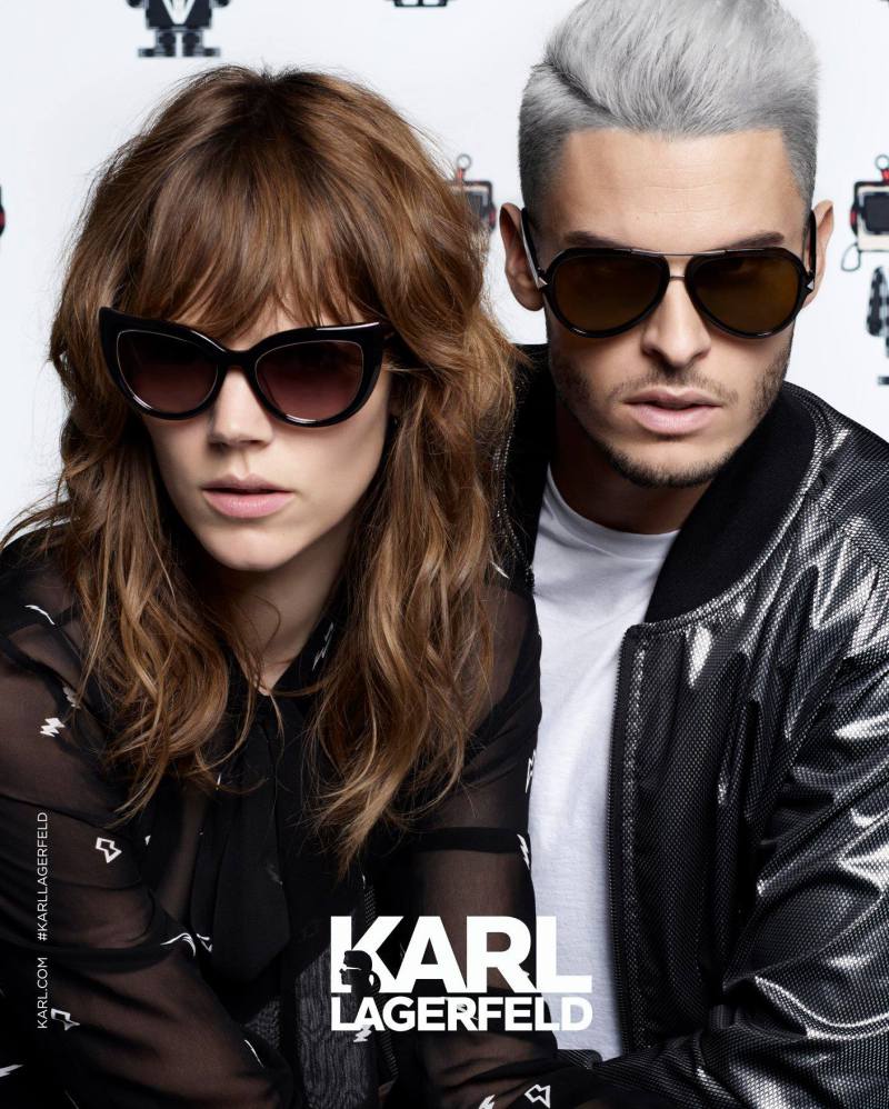 Freja Beha Erichsen and Baptiste Giabiconi fronts Karl Lagerfeld's spring-summer 2016 eyewear campaign.