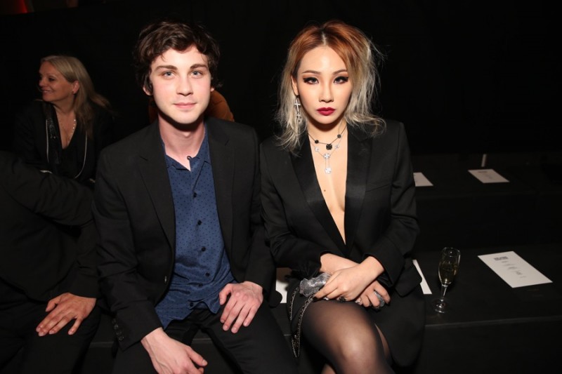 Logan Lerman and CL at Saint Laurent's fall-winter 2016 show in Los Angeles, California.