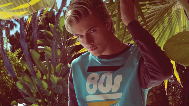 Lucky Blue Smith stars in Penshoppe's spring 2016 campaign, wearing an '80s' graphic shirt.