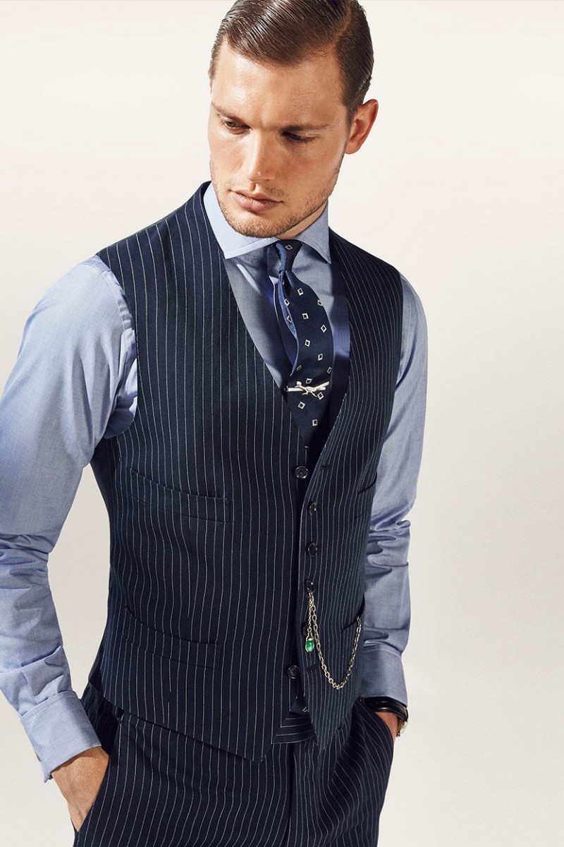 Stefan Pollmann is dapper in a pinstripe waistcoat from Massimo Dutti.