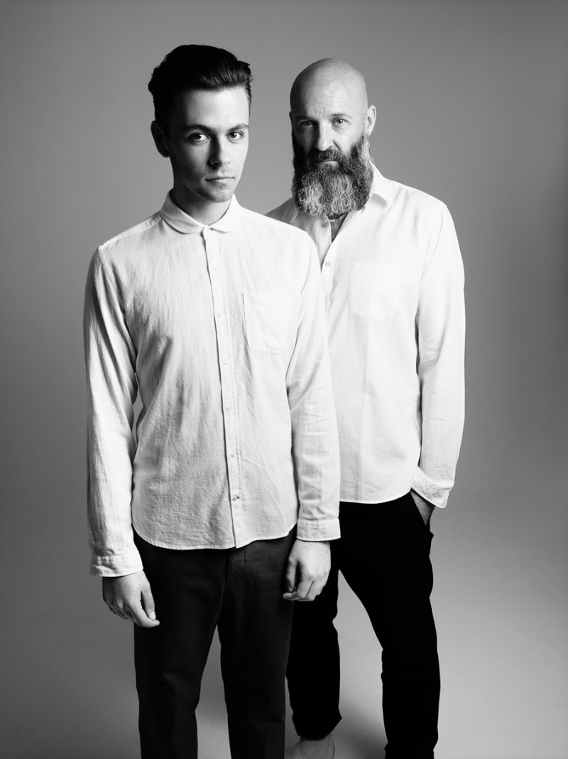 Wolfgang Buttress, artist and architect; pictured with his son Ethan.