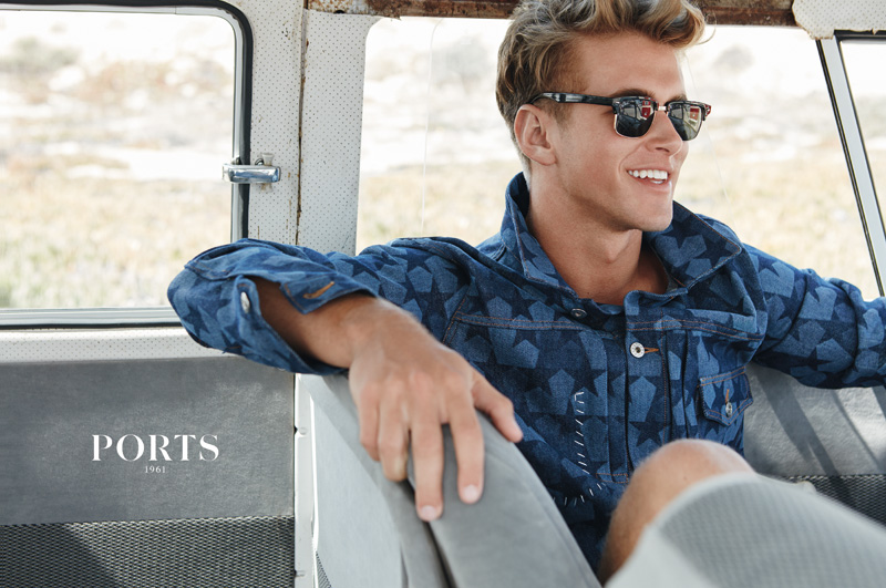 Model Nate Garner is all smiles for Ports 1961's spring-summer 2016 campaign.