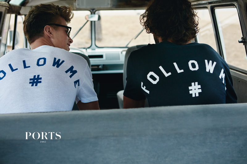 Nate Garner and Marlon Teixeira wears Follow Me t-shirts from Ports 1961's spring-summer 2016 collection for the brand's latest campaign.