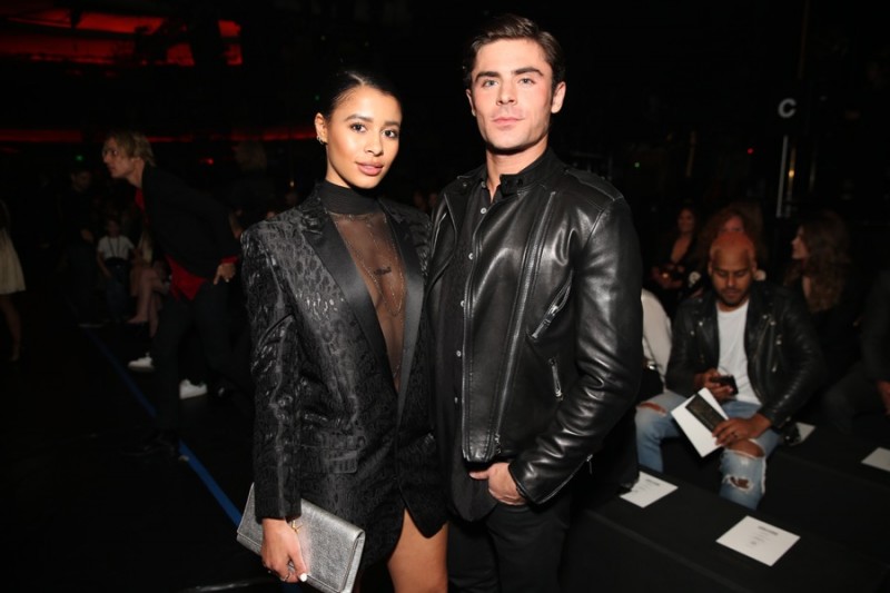 Sami Miro and Zac Efron at Saint Laurent's fall-winter 2016 show in Los Angeles, California.