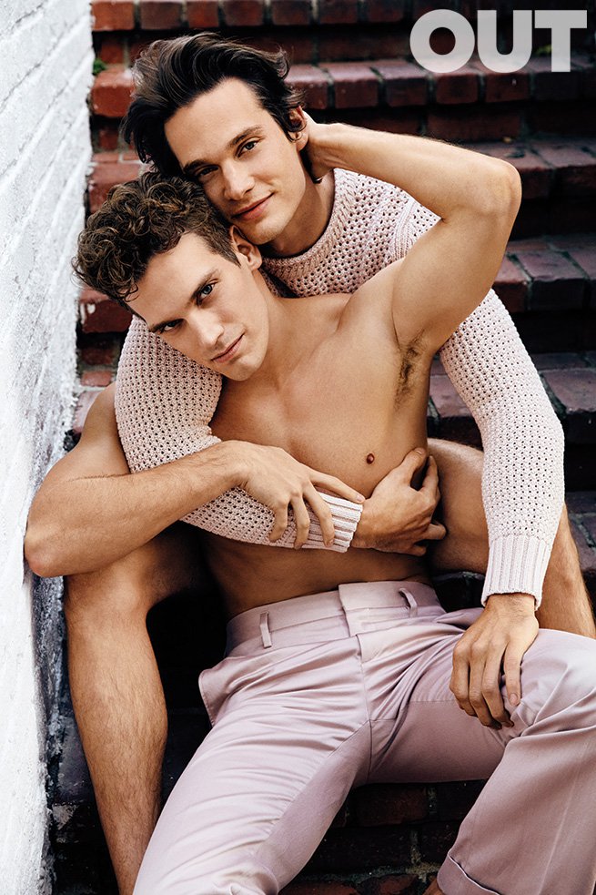 Models Sean Harju and Joey Kirchner for OUT magazine.