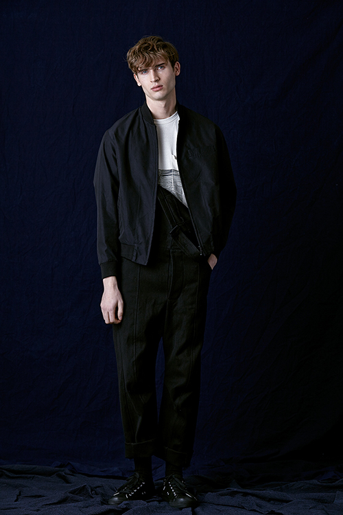 Song for the Mute Black Painters Overalls styled with a bomber jacket.