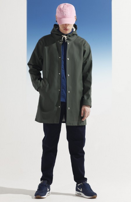 Stutterheim Arholma Green Waterproof Hooded Raincoat