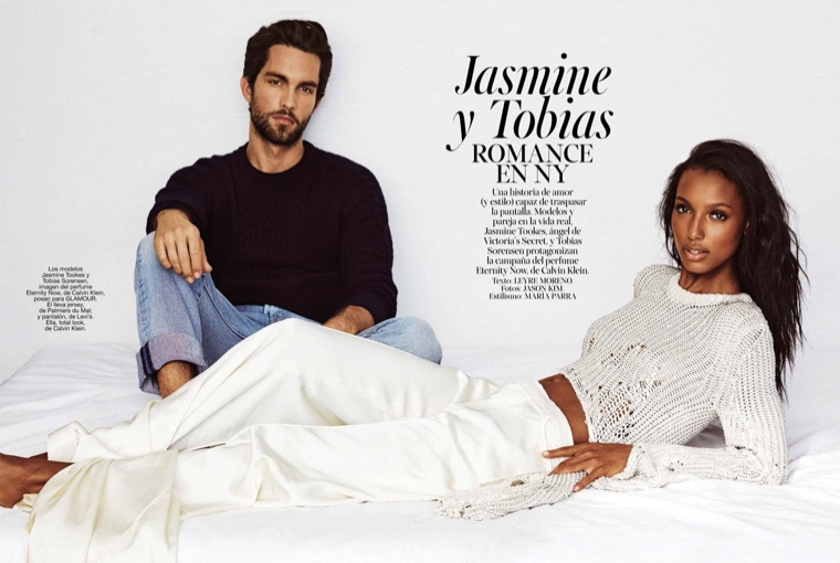 Tobias Sorensen and his girlfriend Jasmine Tookes grace the pages of Glamour Spain magazine.