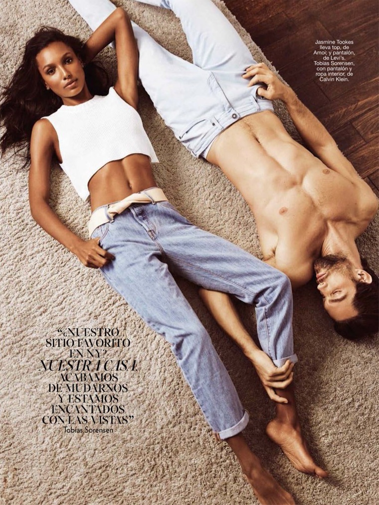 Jasmine Tookes and Tobias Sorensen go casual in denim for Glamour Spain.