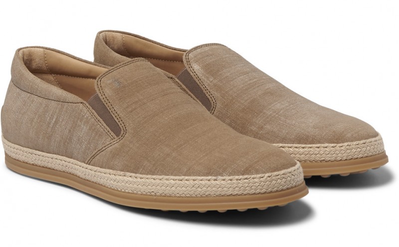 Tod's Jute Trimmed Canvas Slip-on Sneakers