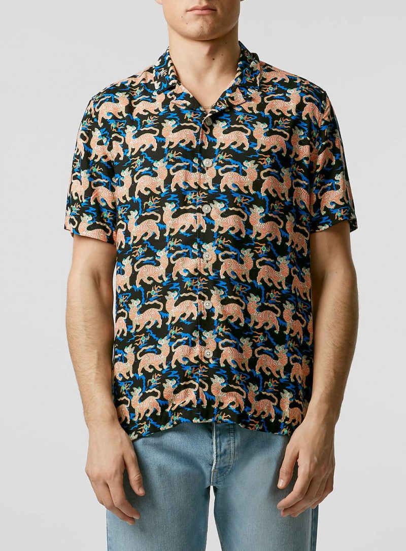 Topman Tiger Print Short-Sleeve Shirt