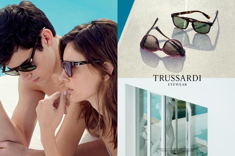 Rhys Pickering and Amanda Murphy for Trussardi spring-summer 2016 eyewear campaign.