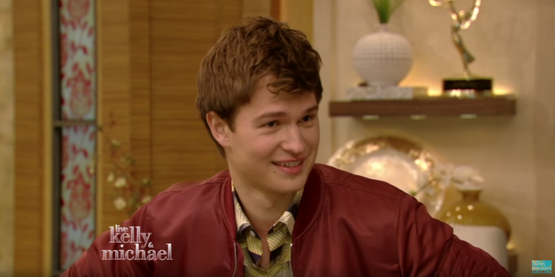 Ansel Elgort appears on a taping of Live! with Kelly and Michael.