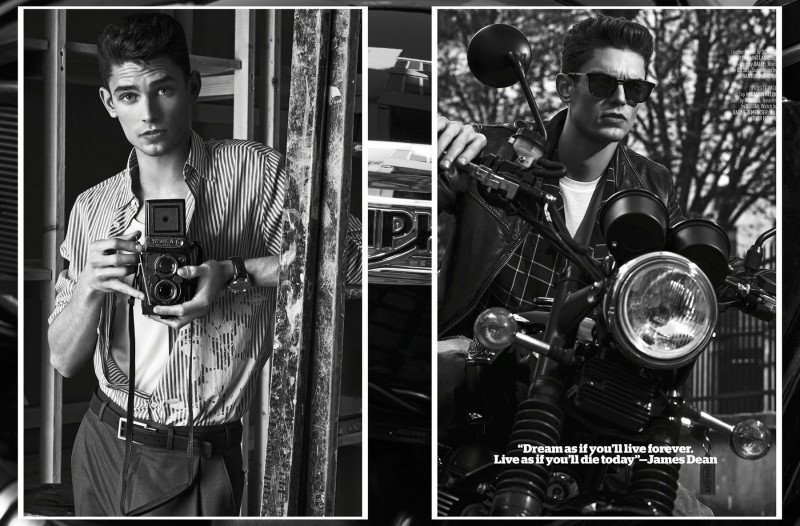 Arthur Gosse charms in images that show off diverse personalities such as the biker and matinée idol.