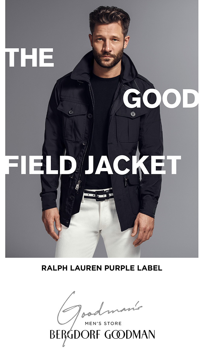 John Halls wears a Ralph Lauren Purple Label field jacket, available at Bergdorf Goodman.
