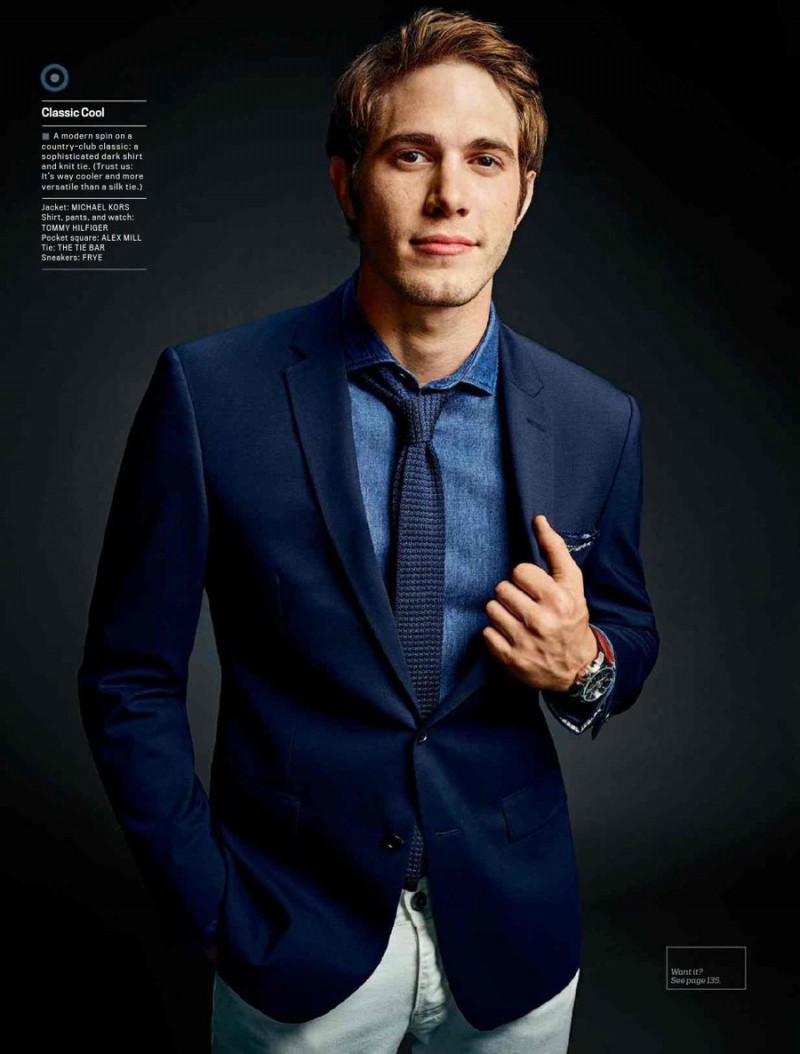 Blake Jenner makes a case for country-club style in a sea of blues, which includes a knit tie.