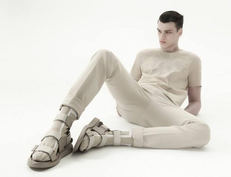 Filip Hrivnank showcases spring neutrals from Calvin Klein Collection.