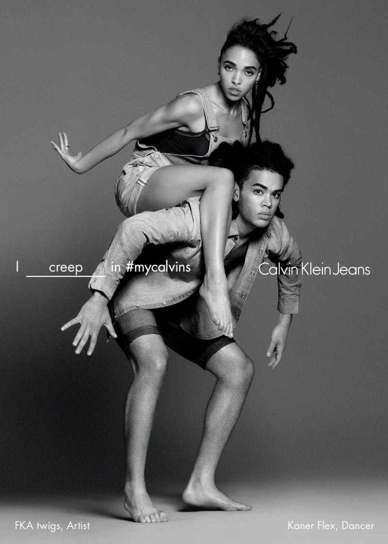 Singer FKA twigs and choreographer Kaner Flex for Calvin Klein Jeans' spring-summer 2016 campaign. 