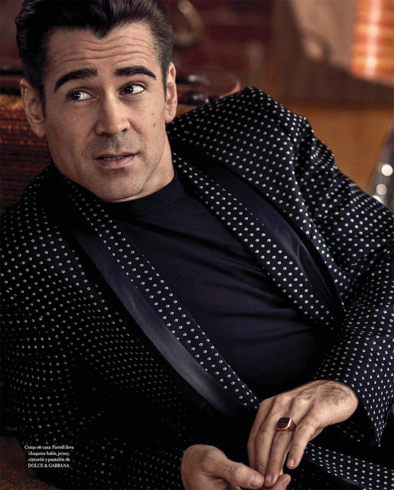 Clad in Dolce & Gabbana, Colin Farrell charms in a relaxed image.