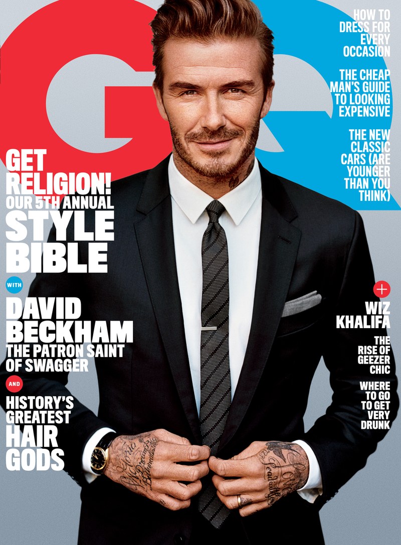 David Beckham covers the April 2016 issue of American GQ in a Dolce & Gabbana suit.