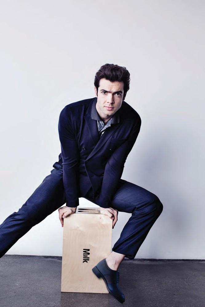 Ethan Peck has a stylish moment in navy.