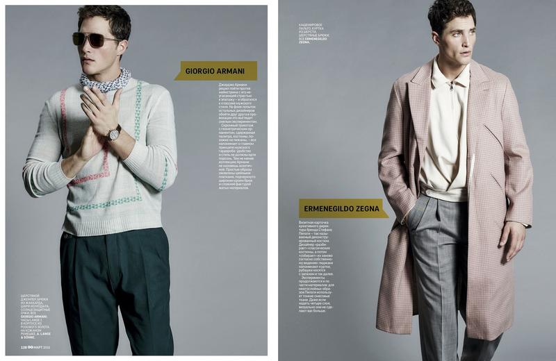 Ollie Edwards wears Giorgio Armani and Ermenegildo Zegna for GQ Russia.