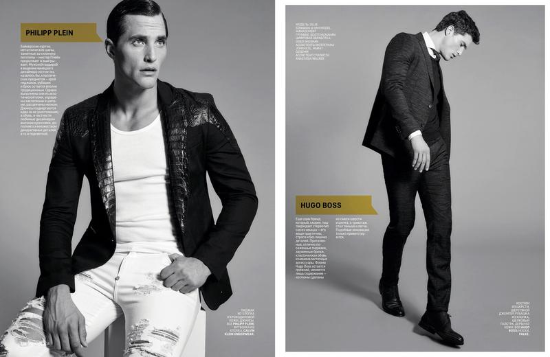 Ollie Edwards wears Philipp Plein and Hugo Boss for GQ Russia.