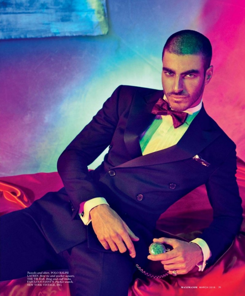 Gui Fedrizzi styled by Isabel Dupré in a double-breasted tuxedo from Polo Ralph Lauren.