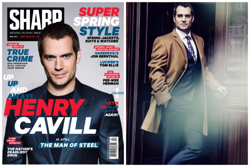 Henry Cavill covers the April 2016 issue of Sharp magazine.