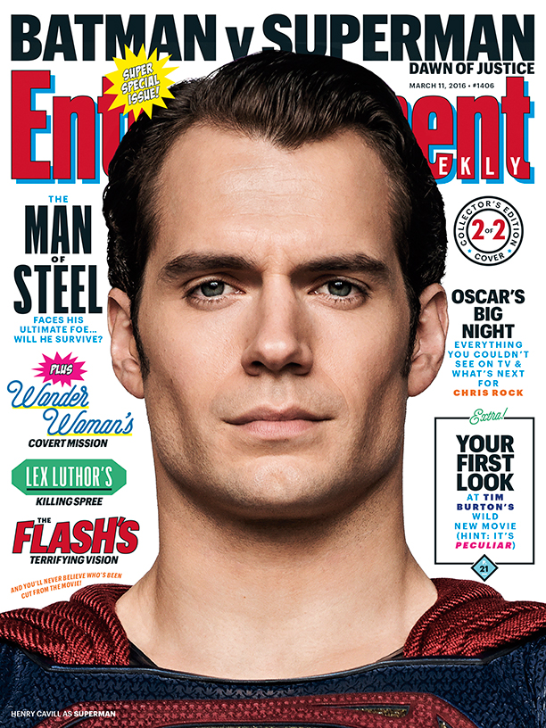 Henry Cavill covers Entertainment Weekly as Superman.