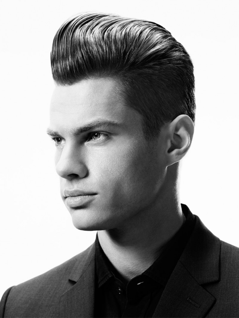 Men's Pompadour with American Crew's Grooming Cream for a high hold, high shine hairstyle.