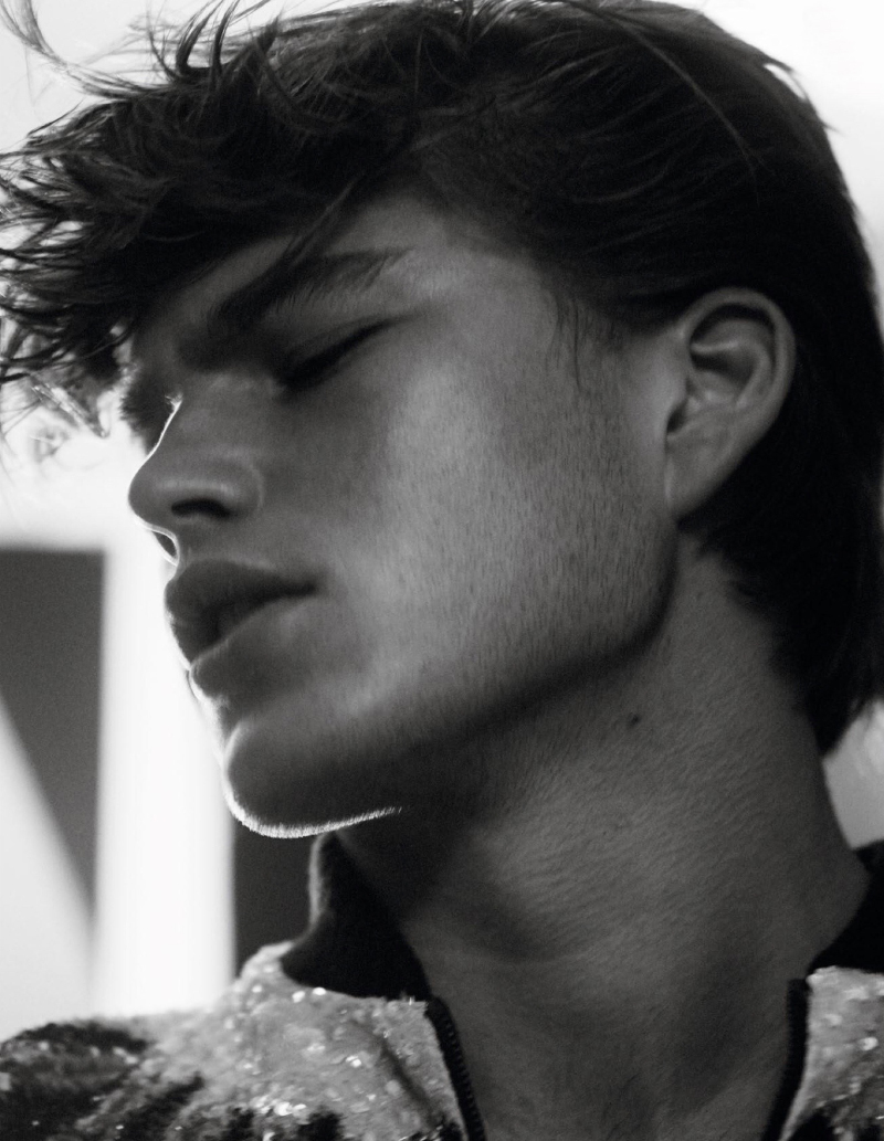 Jordan Barrett photographed by David Sims for Vogue Hommes Paris.