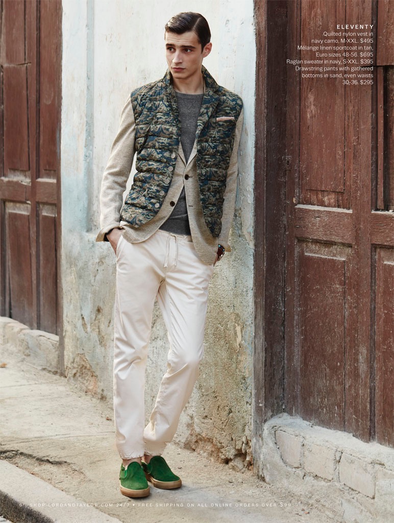 Adrien Sahores models spring camouflage styles from Eleventy.