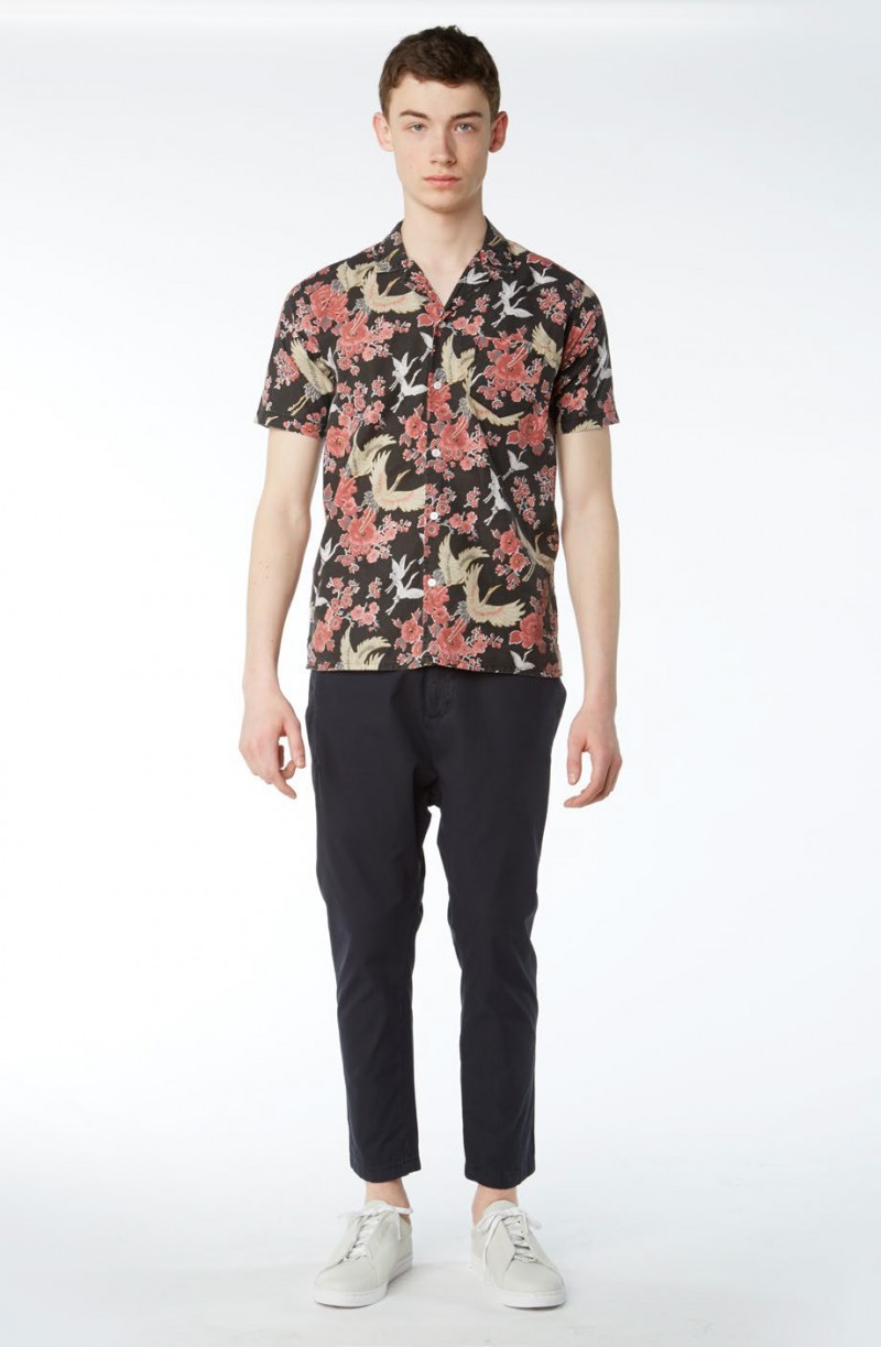 Lord & Taylor Laboratory Resort Shirt with Crane Print and Drop Crotch Pants