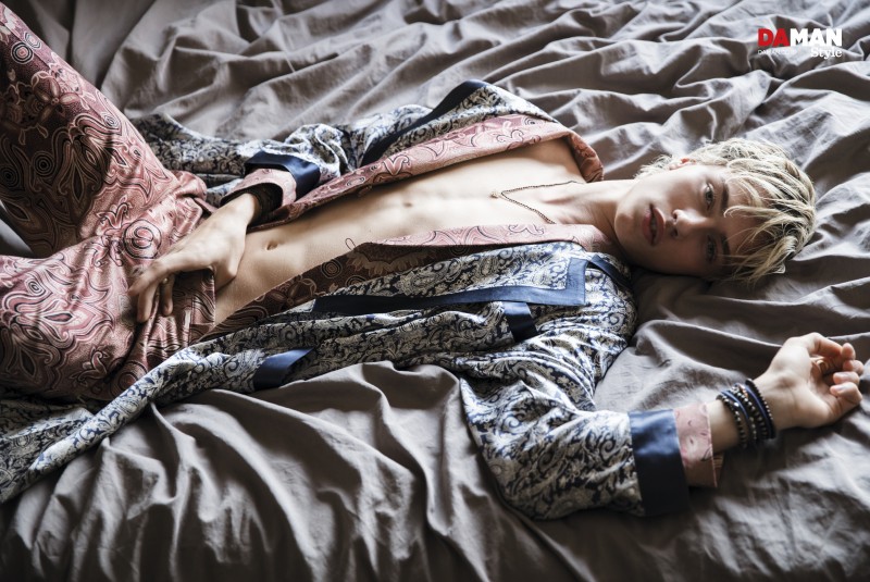 Lucky Blue Smith dons an Etro suit with a Palace Costume robe for Da Man Style.