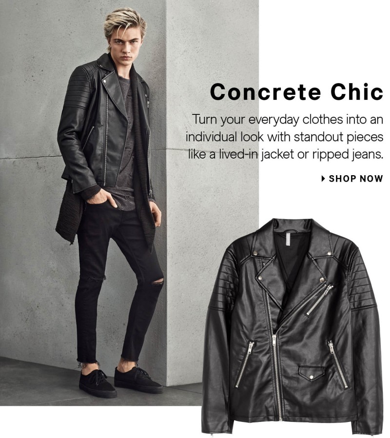 Lucky Blue Smith embraces black fashions for H&M's latest style outing.