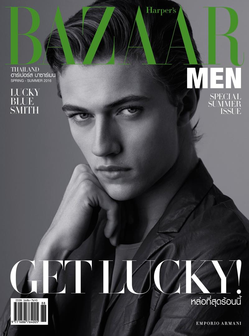 Lucky Blue Smith covers the spring-summer 2016 issue of Harper's Bazaar Men Thailand.