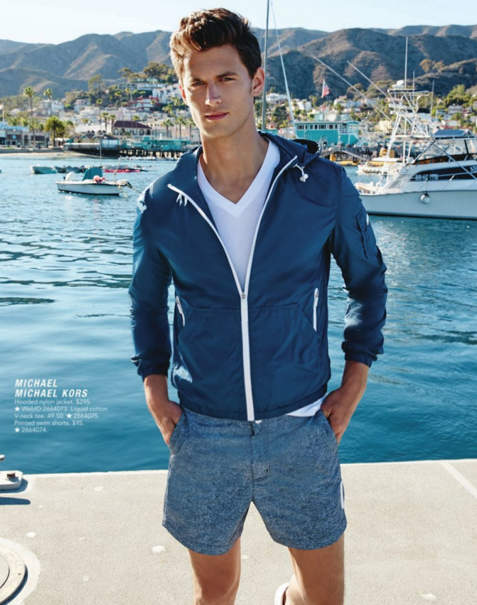 Garrett Neff models nautical style from Michael by Michael Kors. » Macy's Brings Together Casual & Tailored Fashions for Palm Springs Outing Garrett Neff models nautical style from Michael by Michael Kors.