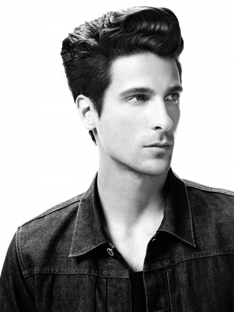 Men's Pompadour with American Crew's Forming Cream for a medium hold, medium shine hairstyle.