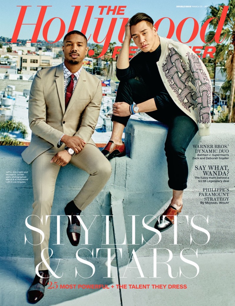 Michael B Jordan is joined by his stylist Jeff K Kim for the cover of The Hollywood Reporter.
