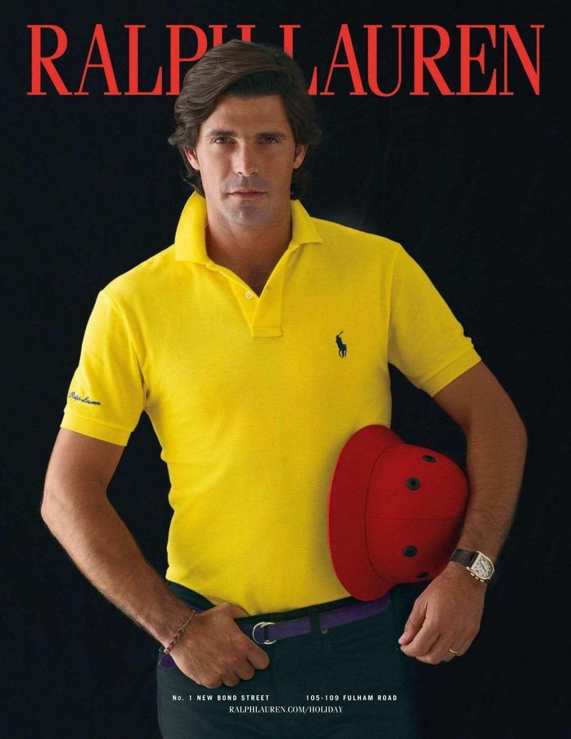 Nacho Figueras wears a bold yellow polo shirt for Ralph Lauren's holiday 2012 campaign.