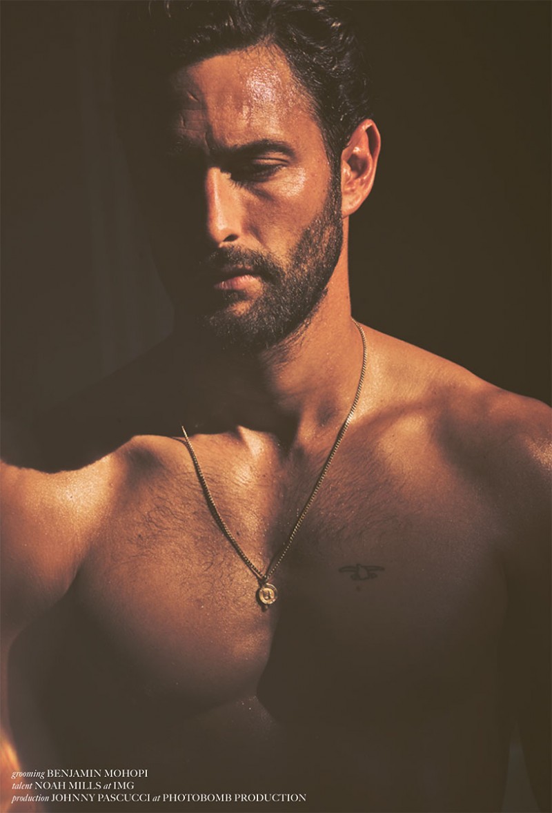 Noah Mills photographed for the latest issue of Man of the World.