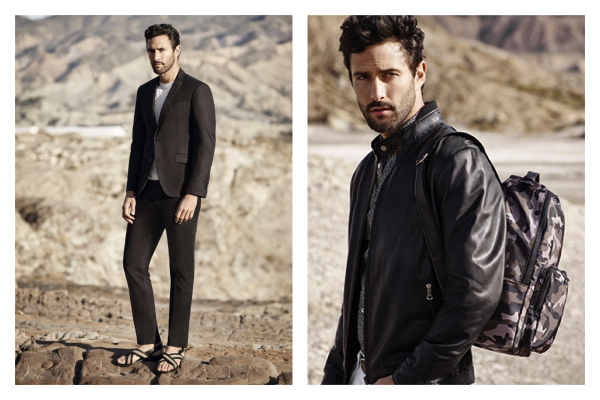 Noah Mills Snapped in the Desert for Pedro del Hierro’s Spring Campaign