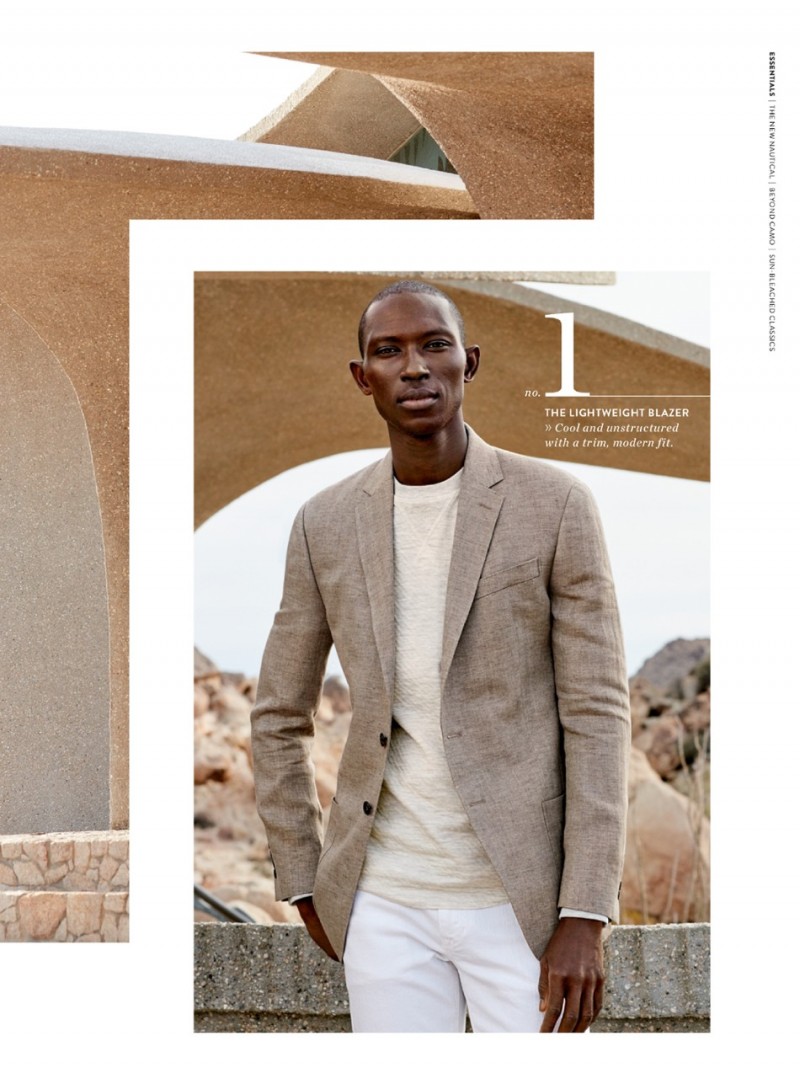 Armando Cabral wears a linen blazer from Todd Snyder with AG straight leg chinos.