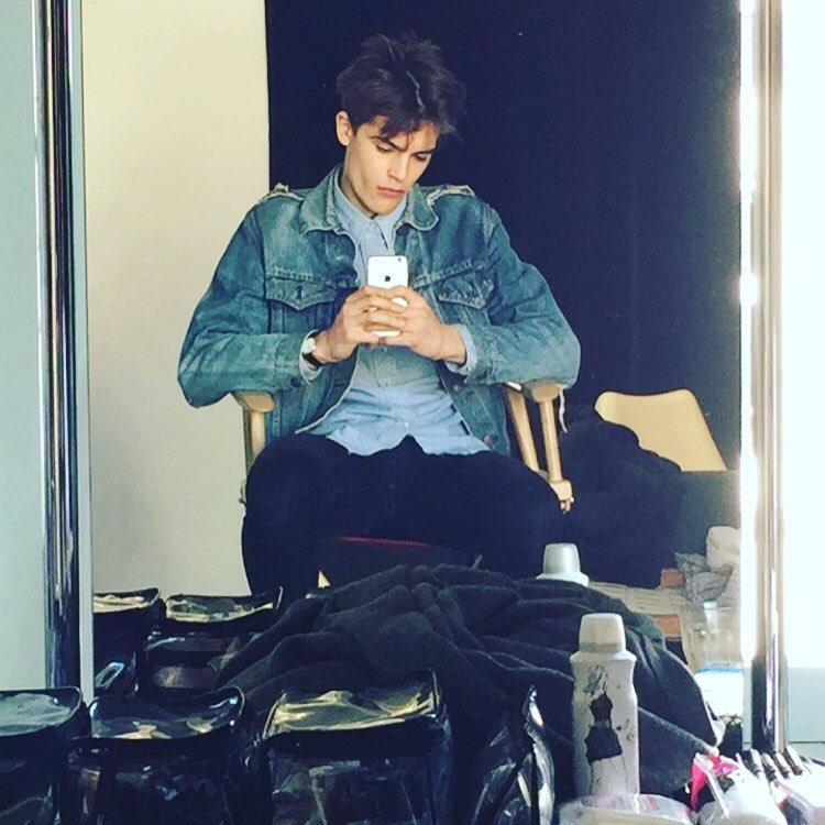 Behind the Scenes: Parker van Noord shares a selfie from the set of a shoot.