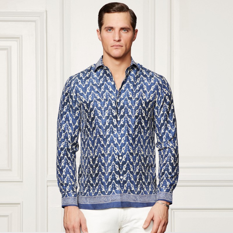 Ralph Lauren Purple Label Printed Silk Sport Shirt