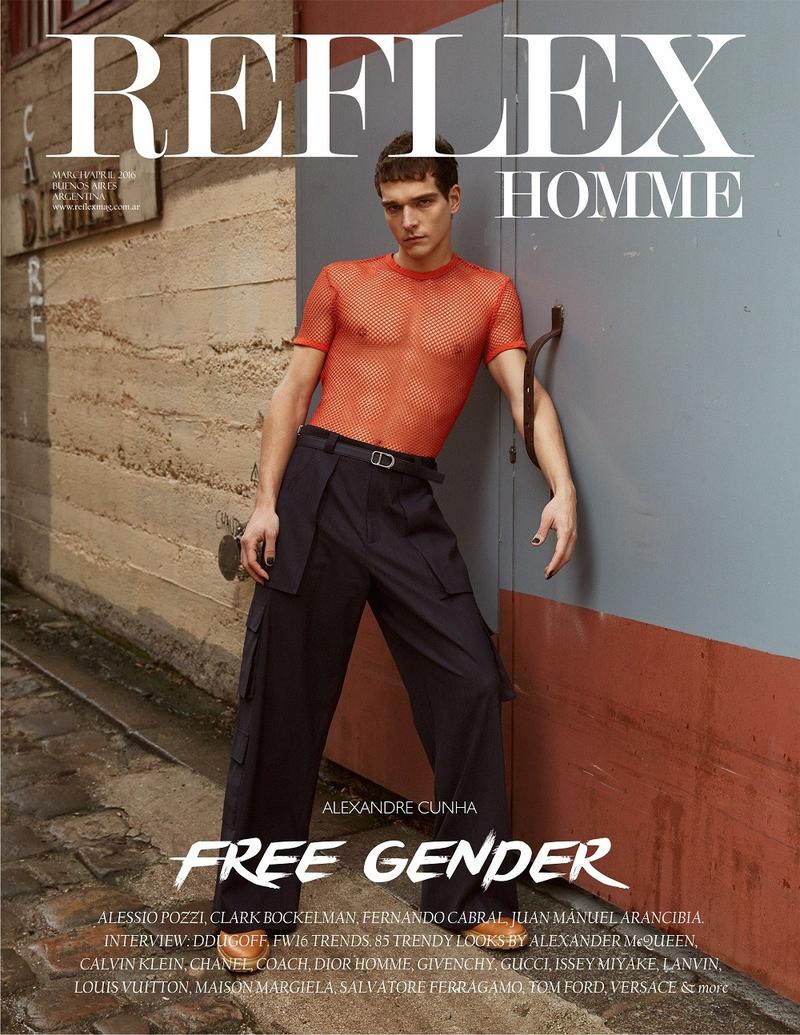 Alexandre Cunha covers Reflex Homme, photographed by Yuji Watanabe.