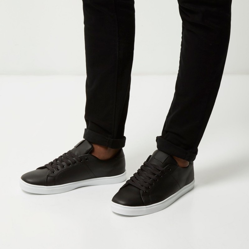 River Island Black Lace Up Sneakers