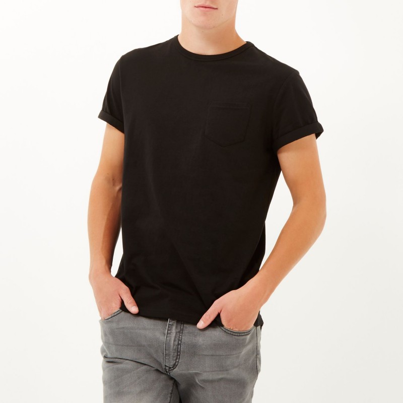 River Island Black Pocket Tee